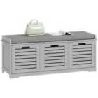 HOMCOM 3-Door Shoe Storage Bench Cushion Seat Slatted Doors, Grey