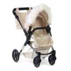 Roma Dolls Pram Hood Fur - White
