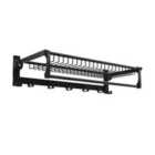 Costway Foldable Bathroom Towel Rack with Adjustable Towel Bar and Movable Hooks