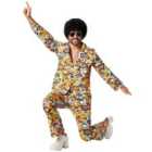 tectake Men's Fancy Dress Costume - 70s Disco, retro circle pattern, M