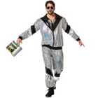 tectake Men's Fancy Dress Costume - Retro Disco Tracksuit, Silver, XL