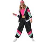 tectake Women's Fancy Dress Costume - Retro 80s 90s Tracksuit, Black, L