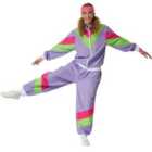 tectake Women's Fancy Dress Costume - Retro 80s 90s Tracksuit, Purple, M