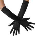 tectake Long Satin Gloves, Black
