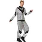 tectake Women's Fancy Dress Costume - Retro Disco Tracksuit, Silver, XXL