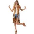 tectake Women's Fancy Dress Costume - Hippie Waistcoat and Accessories, XL