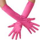 tectake Long Satin Gloves, Pink