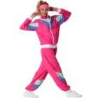 tectake Women's Fancy Dress Costume - Retro 80s 90s Tracksuit, Pink, XL