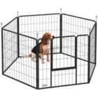 PawHut Dog Playpen, 6 Panels Puppy Pen Dog Playpen, 80cm High, Black