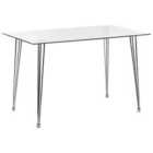 Beliani Dining Table WINSTON Silver 120 cm 70 cm Tempered Glass