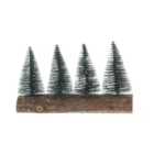 Festive 19cm 4 Snow Tipped Trees On Wooden Log