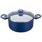 Tasty Ocean Blue Non-Stick Cookpot with Glass Lid 24cm