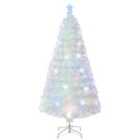 Costway 4/5/6 Feet Artificial Fiber Optic White Pre-lit Christmas Tree with Light-150 cm