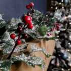 Samuel Alexander 1.8M Frosted Green Holly Leaf & Berry Glitter Garland Christmas Decoration