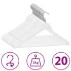 vidaXL 20 Piece Clothes Hanger Set Non-slip White Hardwood