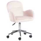 Beliani Desk Chair Swivel Princess Faux Leather Pink