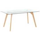 Beliani Dining Table HUDSON Transparent 160 cm 90 cm Tempered Glass