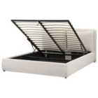 Beliani Ottoman Bed Fabric Bajonna 160 X 200 Cm Eu King Size Beige