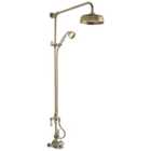 Bayswater Grand Riser Mixer Shower Kit with Exposed Valve - White & Brushed Brass