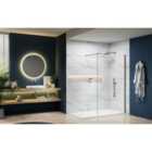 Nexa By Merlyn 8mm Matt Anthracite Frameless Wet Room Shower Screen & Horizontal Bracing Bar - 1200mm