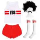 I LOVE FANCY DRESS 118 Vest , Socks and Shorts Set with Wig & Tash