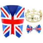 I LOVE FANCY DRESS Union Jack Waistcoat, Bow Tie & Crown