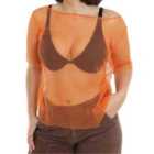 I LOVE FANCY DRESS Orange 80s Mesh top