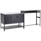 Beliani 2 Piece Outdoor Kitchen Set With Bar Table Maenza Metal Black