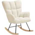 tectake Rocking chair Torve - boucle fabric, plush padding, wooden runners