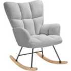 tectake Rocking chair Torve - boucle fabric, plush padding, wooden runners