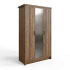 GFW Boston 3 Door Mirrored Wardrobe Knotty Oak