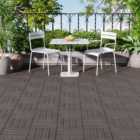 Garden Sanctuary 11Pcs Wood Grain Interlocking Texture Deck Tiles Set - Dark Brown