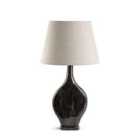 Elm Home And Garden Living Room/Bedroom Table Lamp Enamel Wooden Fabric Shade Black Brown