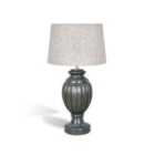 Elm Home And Garden Solid Wood Table Lamp, Carved Baluster Base, Grey Finish