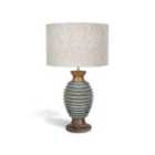 Elm Home And Garden Solid Wood Table Lamp, Fabric Shade, Ribbed Base - Ariel Blue
