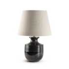 Elm Home And Garden Living Room Bedroom Table Lamp, Wooden Fabric Shade, Black Brown