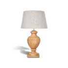 Elm Home And Garden Solid Wood Table Lamp, Carved Swirl Urn Base, Natural Finish