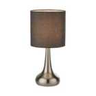 Lighting Collection Touch Lamp- Satin Silver & Dark Grey Shade