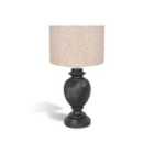 Elm Home And Garden Solid Wood Table Lamp with Fabric Shade, Carved Spiral Base, Black