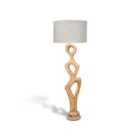 Elm Home And Garden Solid Wood Floor Lamp, Fabric Shade, Sculptural Base - Natural