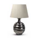 Elm Home And Garden Living Room Bedroom Table Lamp, Metal Fabric Shade, Grey, Silver