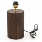Fluted Brown Wooden Lamp Base (without Shade)