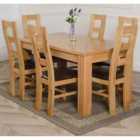 Thats Furniture Dakota 152 x 87 cm Chunky Medium Oak Dining Table and 6 Chairs Dining Set with Yale Chairs - Brown
