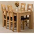Thats Furniture Kuba 125 x 80 cm Chunky Oak Small Dining Table and 4 Chairs Dining Set with Yale Chairs - Brown