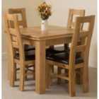 Thats Furniture Richmond 90cm - 150cm Square Oak Extending Dining Table and 4 Chairs Dining Set with Yale Chairs - Brown