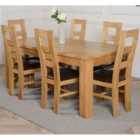 Thats Furniture Dakota 182 x 92 cm Chunky Oak Large Dining Table and 6 Chairs Dining Set with Yale Chairs - Brown