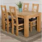 Thats Furniture Kuba 150 x 85 cm Chunky Medium Oak Dining Table and 4 Chairs Dining Set with Yale Chairs - Brown