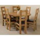 Thats Furniture Edmonton 110 - 140 cm Oak Extendable Round Dining Table and 6 Chairs Dining Set with Yale Chairs - Brown