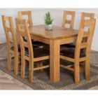 Thats Furniture Dakota 127 x 82 cm Chunky Oak Small Dining Table and 6 Chairs Dining Set with Yale Chairs - Brown