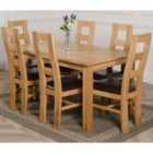 Thats Furniture Oslo 150 x 90 cm Medium Oak Dining Table and 6 Chairs Dining Set with Yale Chairs - Brown